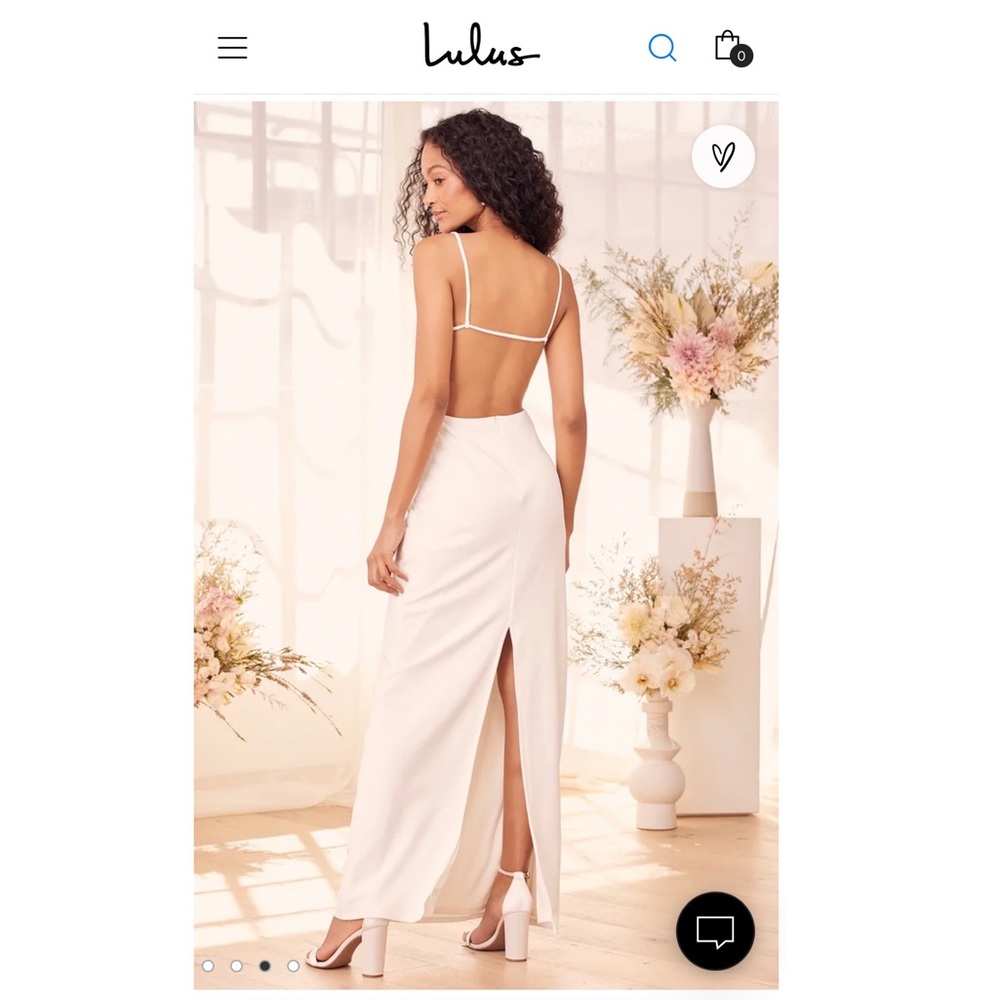 NWT LULUS Lovely Beginning White Backless Column Maxi Dress